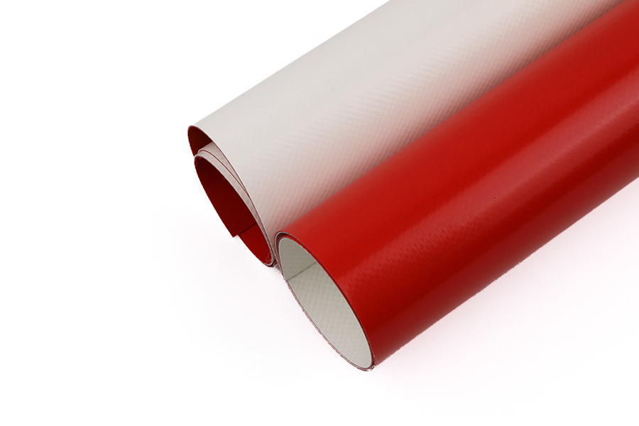 Tissu enduit PVC pour tente de mariage rouge et blanc 750g 1000D23x23